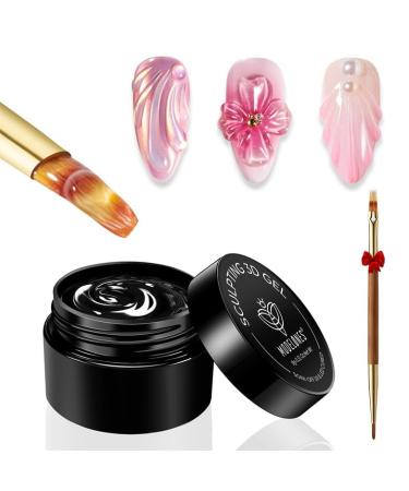 Modelones MODELONES 3D Nail Art Gel 9g Multifunctional Sculpting Gel with Brush for Rhinestone Glue 3D Nail Glue