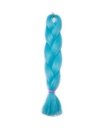24 Inch Synthetic Braiding Hair Extensions Crochet One Piece 100g Hair Braid Heat-Resistant - Sky Blue