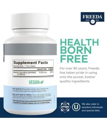 Freeda Kosher Vitamin A Palmitate 15,000 IU - Supports Eye, Vision, and Immune Health - 250 Tablets - Buy Online on GoSupps.com