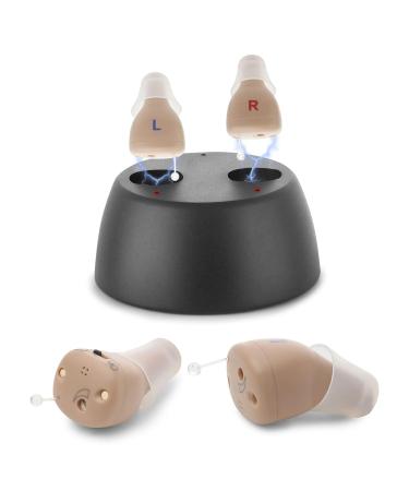 Rechargeable to and Assist Completely-in-Canal (CIC) Nearly Invisible Mini Personal Device w/Noise Cancellation & Feedback Reduction for Adults Seniors & Elderly