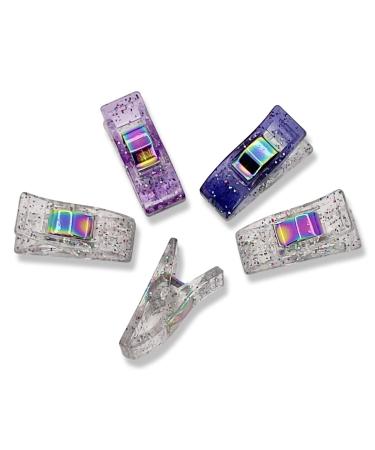 50 Pack Glitter Sewing Clips Fabric Clips Quilting Clips Mini Sewing Clips Clear Purple & Navy Glitter