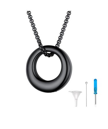 U7 ladies cremation urn necklace for ash cycle of life/Celtic knot/dog feet/wings/crucifix/cylinder urn chain stainless steel pendant chain fire burial jewelry for men of the life-black