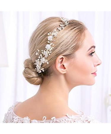 Foyte Hair Comb Pearl & Alloy Silver Women's Bridal Hair Accessories for Wedding Party - Buy Online on GoSupps.com