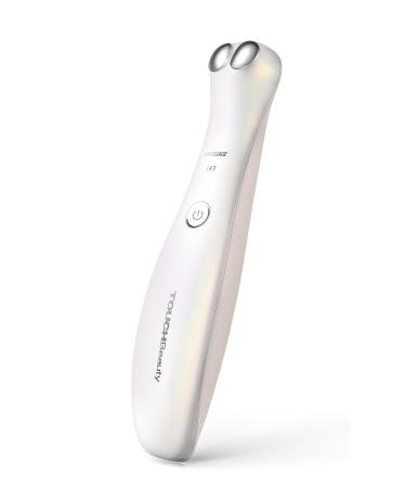 TOUCHBeauty EMS Eye Massager Anti-Aging Eye Massager with with Microcurrent and Heating Smooth Fine Lines Reduce Puffiness and Dark Circles Double Contact Anti-Fatigue Eye Massager 1883 White
