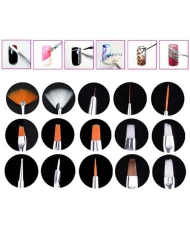 ONE1X 20pcs Nail Art Designing Painting Dotting Detailing Pen Brushes Bundle Tool Kit - Buy Online on GoSupps.com