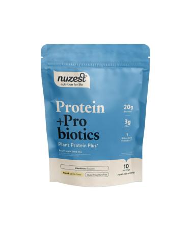Nuzest - Protein + Probiotics Gut Health - Superfood Powder Plant Protein Blend - 300g / 10.6 oz Pouch (10 Servings) (French Vanilla 300g) French Vanilla 300g