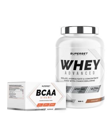Superset Nutrition | Muscle Recovery Program - 100% Whey Protein Advanced 900g Choco Nut - Bcaa Xtreme | Optimal muscle recovery in 4 weeks.