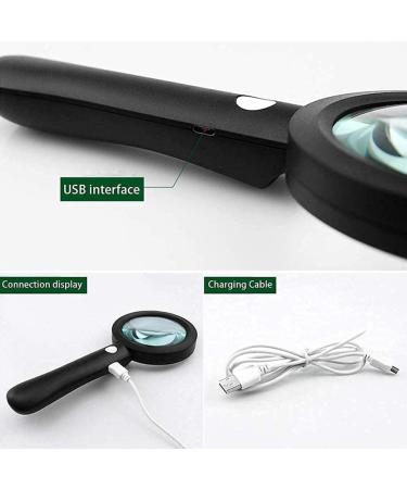 Spacmirrors Magnifying Glass Rechargeable USB Charging Inspecting Coins & Jewelry Magnifying Glass with 9 LED Light Magnifier - Buy Online on GoSupps.com