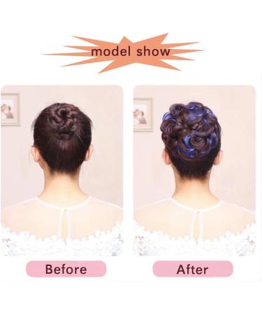 iLUU Wavy Curly Updo Scrunchy Hairpiece Ponytail Dark Brown/Dark Purple Elastic Chignon Bun Hair Extensions Hair Messy Bun Hairpieces Extension for African American Women Girl 2/33-FP03 - Buy Online on GoSupps.com