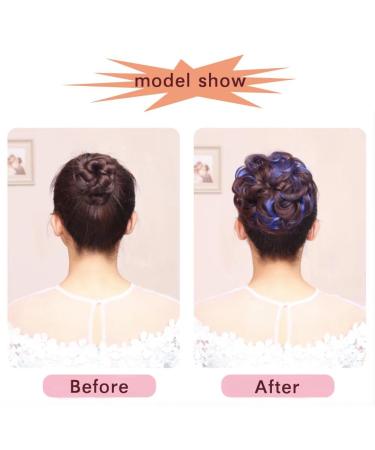 Iluu Wavy Curly Updo Scrunchy Hairpiece | Elastic Chignon Bun Hair Extensions for African Americans | Dark Brown/Dunkelila 2/33-FP03 - Buy Online on GoSupps.com