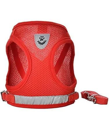 Femax Reflective Dog Harness & Linen Set - Soft Mesh Padded for Puppies & Cats - Adjustable Breathable XL (Chest 47-52 cm) - Ideal for Walking Running & Training - Red - Buy Online on GoSupps.com