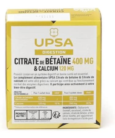 UPSA France Betaine & Calcium Citrate Digestive Comfort - 10 Sachet Pack - Buy Online on GoSupps.com
