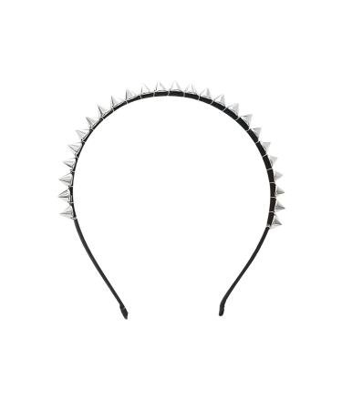 AOVNA Silver Metal Stud Rivet Spike Headband Lightweight Flexible Women Headwear Aliceband Punk Girl Easy to Wear Eye-Catching