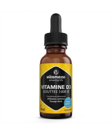VITAMIN D3 Drops Strong Doses 1000 IU per drop - (1750 drops) 50 ml Vitamin D with Cholecalciferol - Natural and Vegan - High Bioavailability, German Quality, No Unnecessary Additives
