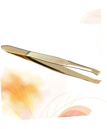 Tweezers Eyelashes Extension Clip Eyebrow Clip Flat Extend medium Golden - Buy Online on GoSupps.com