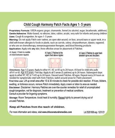 Dr. Loo's Natural Remedies Organic Herbal Sticker Patches for Cough & Congestion - 16 Patches for Ages 1-5 - Effective Relief International Shipping Available - Buy Online on GoSupps.com