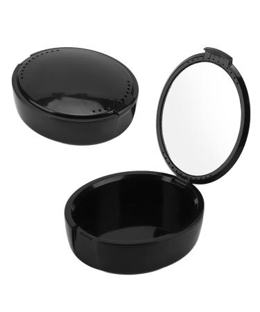 Picked case prosthesis case storage box for false teeth easy portable prosthesis cup for prosthesis container holders for the trip retainer cleaning (black)