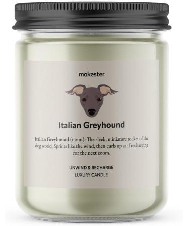 Italian Greyhound Candle - 220g Soy Wax with Vanilla Jasmine & Almond - Dog Gift by Makester - Buy Online on GoSupps.com