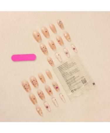 24Pcs/Set Press On Nails Mid Length Colored Diamond Star Nail Patch False Nails Acrylic Fake Nails Full Cover Nails Tips Artificial Finger Manicure Press on nails for Women and Girls - Buy Online on GoSupps.com