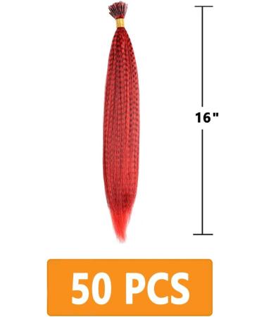 Red Striped Synthetic Feather Hair Extension Stick - 16 inch | Prinfantasy BZ239 - Buy Online on GoSupps.com