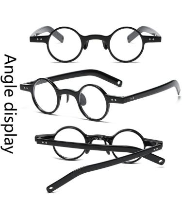 Dibako Round Mini Black Reading Glasses | Unisex Lightweight Anti-Blue Light Readers | +1.00 Fashion Glasses for Men & Women - Buy Online on GoSupps.com
