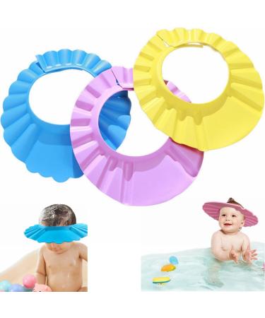 Ki -Wedy 3 pieces shower hood children showering baby shampoo cap hair wash baby sure shampoo cap adjustable silicone shampoo protection shower hood children for children to protect eyes and ears