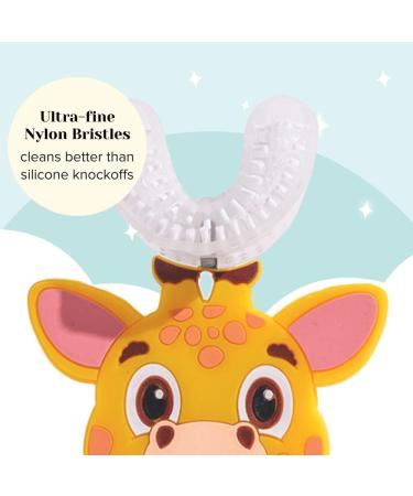 AutoBrush Kids U-Shaped Toothbrush with Soft Nylon Bristles - Ages 3-5, Giraffe Design - Buy Online on GoSupps.com