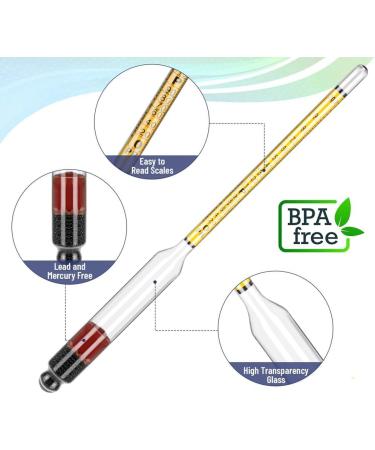 Loufy 4Pcs Hydrometer Alcohol Set Kit Alcohol Meter Set for Distilling Alcohol 0-200 Proof & 0-100 Tralle Specific Hydrometer - Buy Online on GoSupps.com