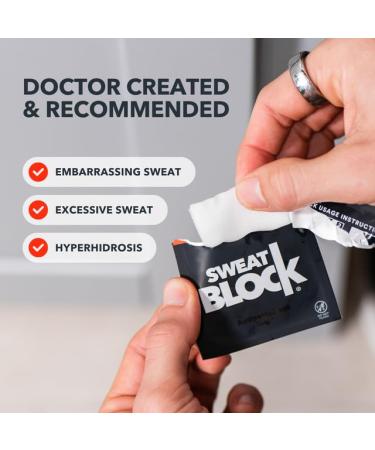 SweatBlock Antiperspirant Wipes - Maximum Clinical Strength - Treat Hyperhidrosis & Excessive Sweating for Men Women & Teens - up to 7 Days Protection Per Wipe - Dermatologist Tested - 20 Wipes 20 Count - Buy Online on GoSupps.com
