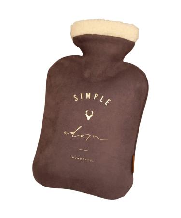 Olotu hot water bottle Portable hot water bottle warm-up bag to relieve the neck and shoulder pain 1 liter of heat pack with a filling plush cover lavender portable