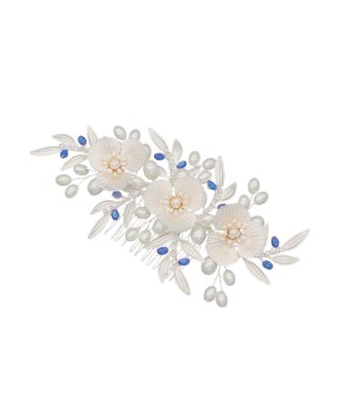 DOITOOL Wedding Hair Clip Flower Bride Comb Pearl Hair Pin Wedding Headpiece for Bride Flower Hair Comb Tiara Hair Comb for Bride Dinner Party Wedding Accessories European and American