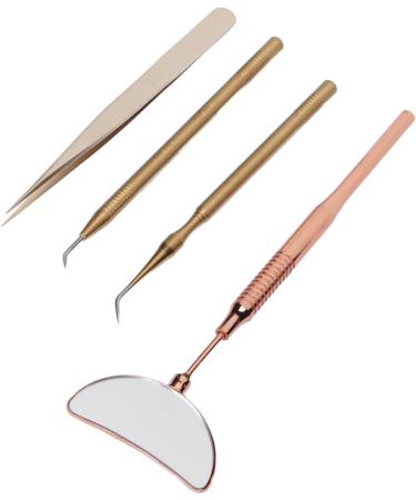 Shanrya Eyelash Extension Tweezers Mirror Set Eyelash Extension Mirror 4Pcs Detachable High Definition for Makeup Rose Gold - Buy Online on GoSupps.com