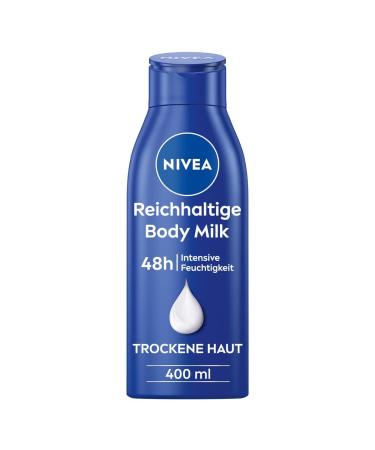 Nivea rich body milk (400 ml) intensive nourishing body cream with almond oil of natural origin lotion with deep care serum and vitamin E