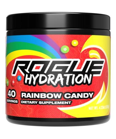 Rogue Energy Hydration Powder for Daily Use & Long Gaming Hours - Electrolyte Powder with Magnesium Potassium Vitamin - Hydrate Electrolyte Powder - Sugar & Gluten Free (Rainbow Candy - 40 Servings)