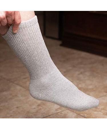 Diabetic Crew Socks - Breathable Cotton, Loose Fitting Comfortable Design - Improve Foot Circulation & Relieve Painful Swollen Feet - Gray (12 Pair) 9-11 - Buy Online on GoSupps.com