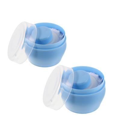 CALLARON Lot de 2 Pots de Poudre B b Portables avec Houppette Douce R cipient de Voyage Bleu Ciel Distributeur S curis pour Application Uniforme Soins B b et D placements
