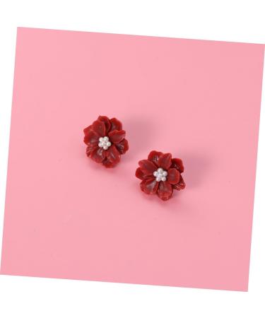 CALLARON 1pair Earrings Symmetrical Ear Rings Resin Ear Rings The Flowers White Miss Medium Red - Buy Online on GoSupps.com