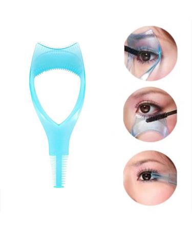3PCS Plastic 3 in 1 Eyelash Tools - Mascara Shield Applicator Brush & Curler Guard with Comb | Blue Makeup Essentials for Perfect Lashes - Buy Online on GoSupps.com