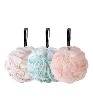 3 Pcs Shower Puffs Large Bath Loofahs Soft Body Mesh Pouf Travel Body Wash Puff Big Shower Loofah Sponge Beauty Bathing Accessories B
