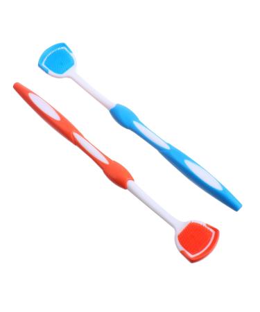 CliSpeed 2st tongue cleaning brush tongue sucks tongue sucber for fresh breath oral tongue brush reusable tongue scraps clean stainless steel metal oral care blue 19.5x3x0.6cm