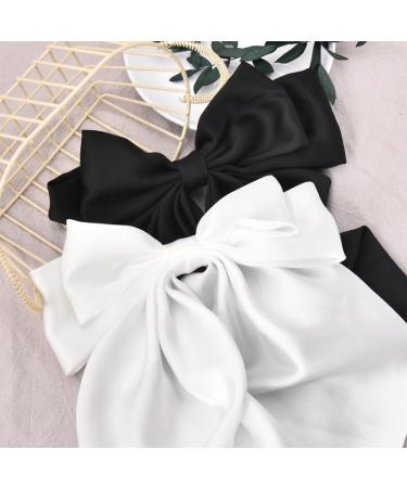 Black Hair Bows for Women White Big Ribbons for Hair Barrettes for Girls Hair Clips for Kids Bowknot Hair Accessories for Thick Fine Hair Stuff for Teenagers Long French Bow Hair Clip for Women Girls - Buy Online on GoSupps.com