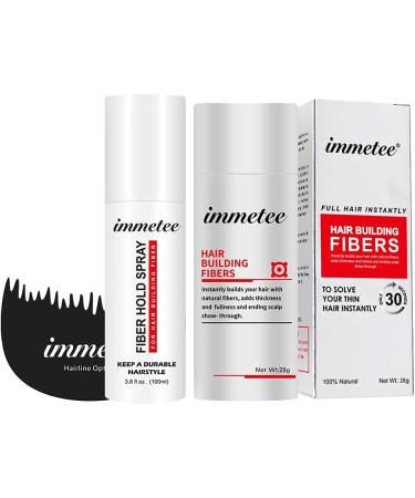 IMMETEE Hair Fibers 4-in-1 Kit Set Hair Thickening Fibers & Spray Applicator Pump Nozzle & Setting Hair Spray & Hairline Optimizer Comb Instantly Conceal for Valentine Gift (White) Kit White - Buy Online on GoSupps.com