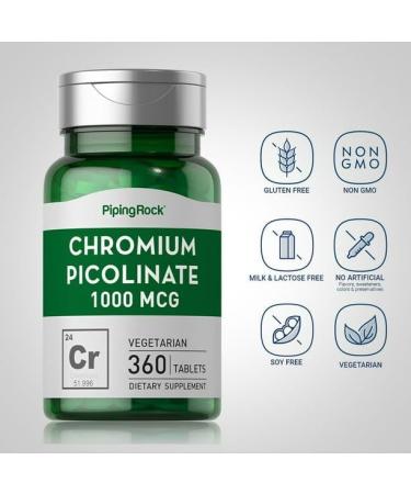 Chromium Picolinate 1000mcg 360 Tablets | Non-GMO & Gluten-Free | Piping Rock - Buy Online on GoSupps.com