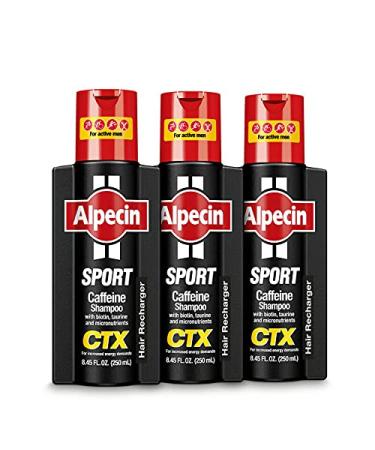Alpecin CTX Sport Men's Biotin Shampoo with Caffeine, Niacin, Castor Oil, Taurine, Healthy Micronutrients, Natural Hair Growth, Hair Thickening, Thinning Hair, Active Lifestyle, 8.45 fl. oz (Pack of 3)