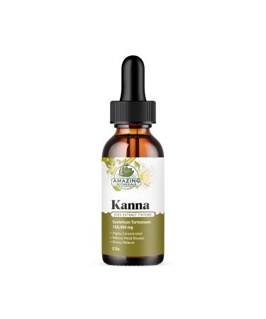 Amazing Botanicals Premium Organic Kanna Extract Tincture 200x Menstrum - Sceletium Tortuosum Liquid Drops Non-GMO, Vegan, Gluten-Free, Alcohol-Free, Liquid Supplement 60ml (2oz) 2 Fl Oz (Pack of 1)
