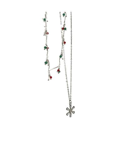 Oralgos fashionable double-layer choker necklace colorful zirconia collarbone chain delicate snowflake trailer necklace accessory metal
