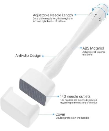 CLETINA Adjustable Microneedling Pen Derma Stamp Derma Roller Alternative 140 Titanium 0.25 Mm Pins for Face Body Skin Care and Hair Growth - Buy Online on GoSupps.com