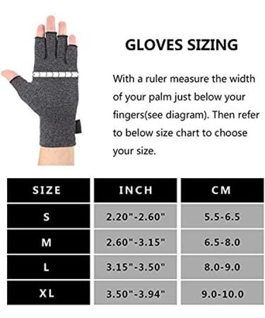 Arthritis Compression Gloves for Pain Relief - Fingerless Typing Gloves for Men and Women - Medium, Black+Gray (2 Pairs) - Buy Online on GoSupps.com