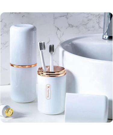Quixotical 2-Piece Travel Toothbrush & Toothpaste Case Set - Portable Tooth Cleaning Cup for Camping Hiking & Business Trips (White) - Buy Online on GoSupps.com