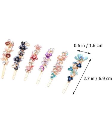 minkissy Rhinestones Flower Hair Pin French Vintage Barrettes Bobby Metal Gold Pin Hair Accessories for Women Girls 6 Color - Buy Online on GoSupps.com
